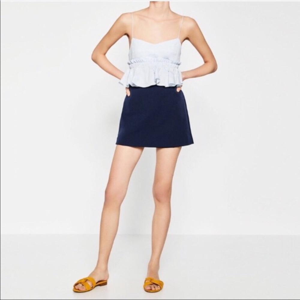 Zara Navy Ruffled Romper